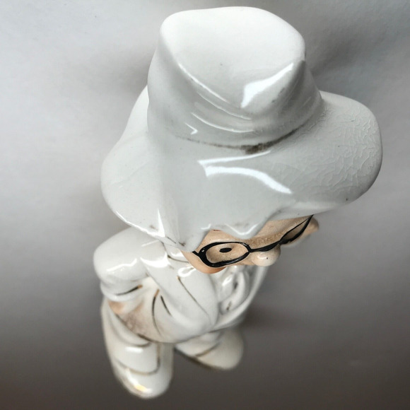 Pudgy Old Man Suit Hat Glasses Vintage Porcelain Figurine Gold H412 5/1 - RARE - Picture 11 of 12